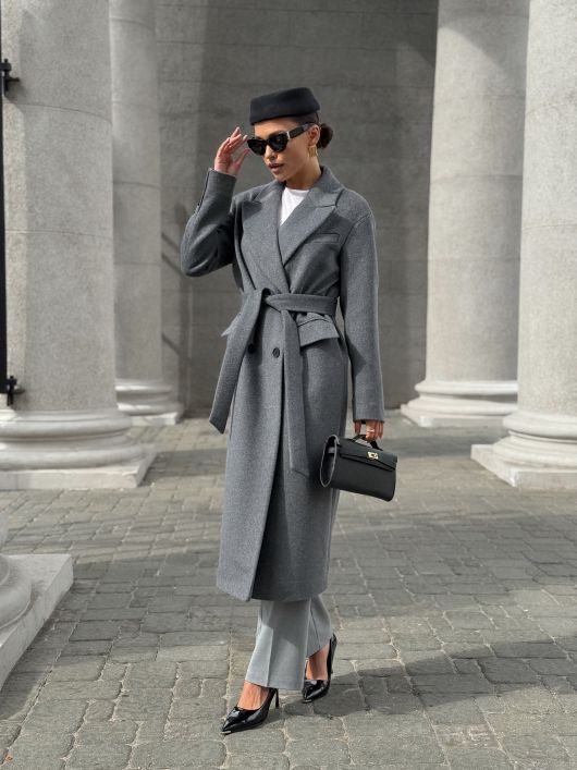 Пальто из шерсти, графитовый