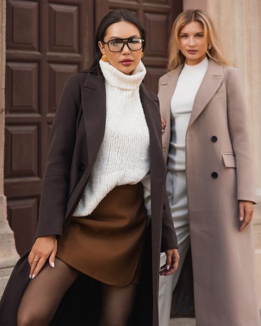 Пальто из шерсти, пыльная роза