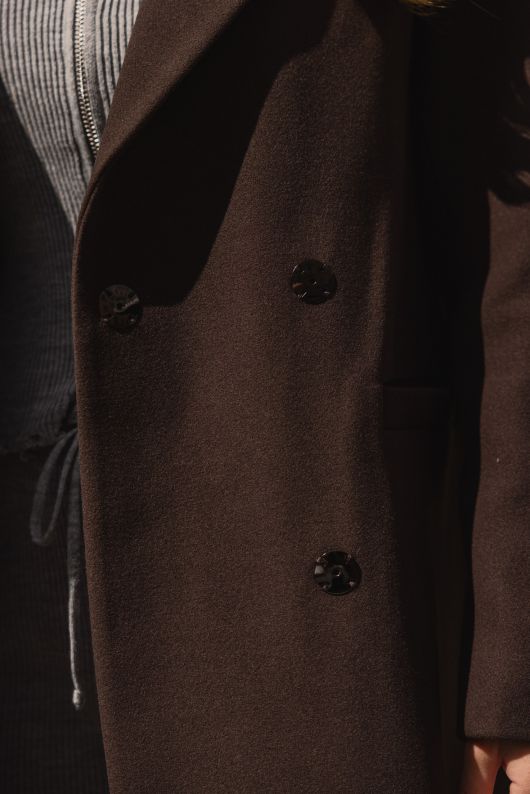 Пальто из шерсти в длине макси, шоколадный