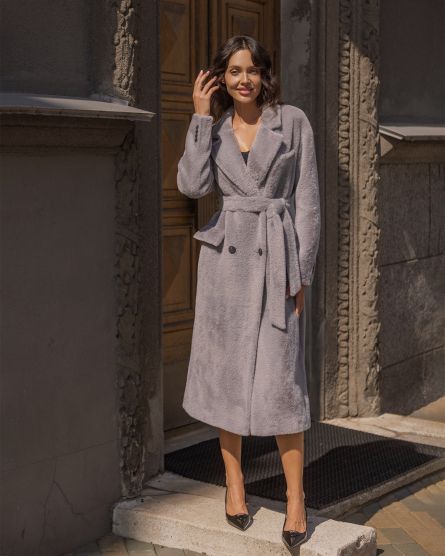 Пальто из шерсти в Ангоре, серый