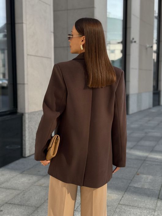 Полупальто из шерсти, шоколадный