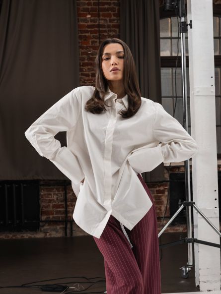 Рубашка с широкими манжетами, белый