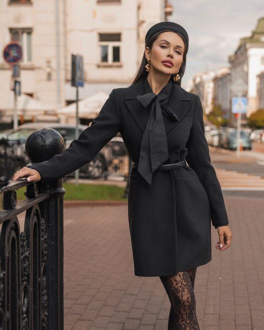 Пальто из шерсти, черный