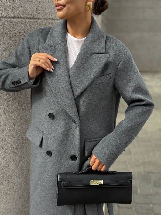 Пальто из шерсти, графитовый