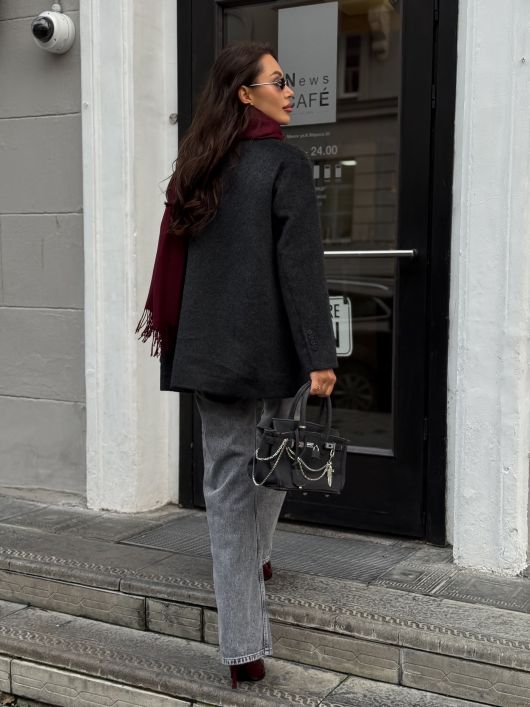 Полупальто из шерсти альпаки, графитовый