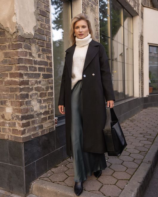 Пальто-халат, черный