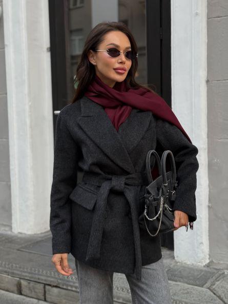 Полупальто из шерсти альпаки, графитовый