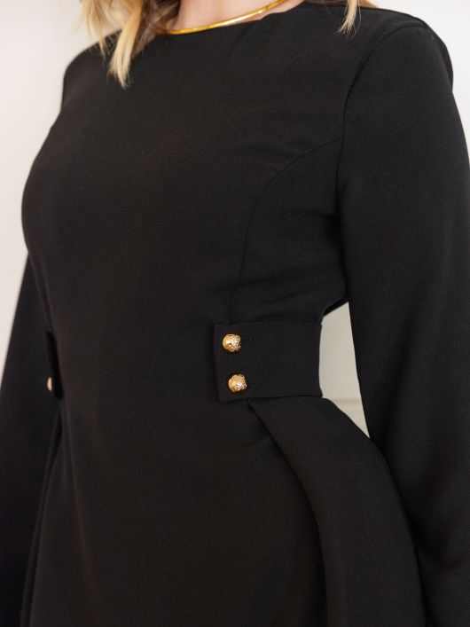 Платье с акцентом на талии в длине миди, черный