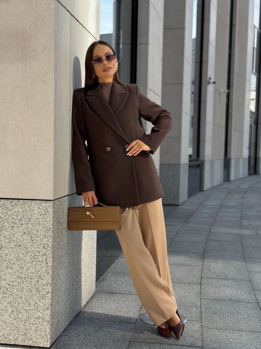 Полупальто из шерсти, шоколадный