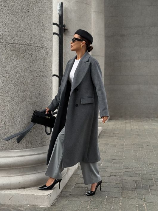 Пальто из шерсти, графитовый