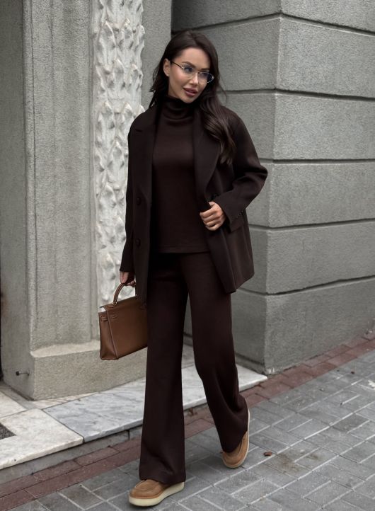 Полупальто из шерсти, горький шоколад