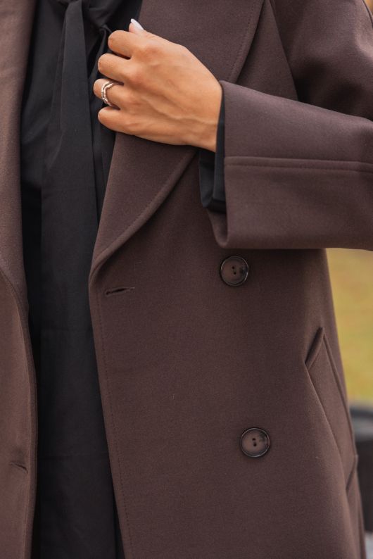 Пальто из шерсти, шоколадный