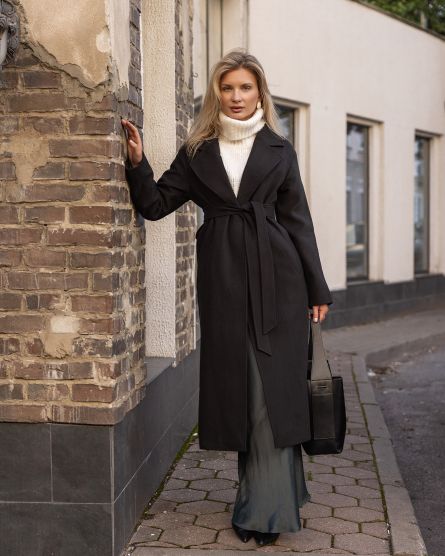 Пальто-халат, черный