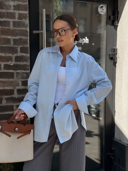 Рубашка с широкими манжетами, голубой