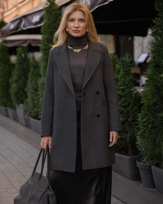 Пальто из шерсти, графитовый