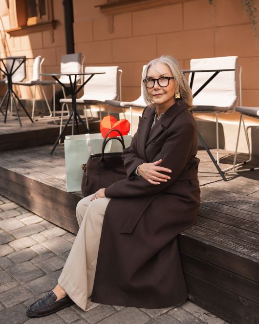 Пальто из шерсти в длине макси, шоколадный