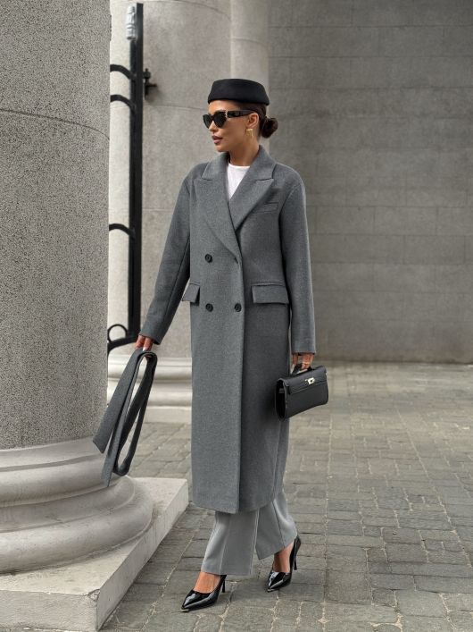 Пальто из шерсти, графитовый