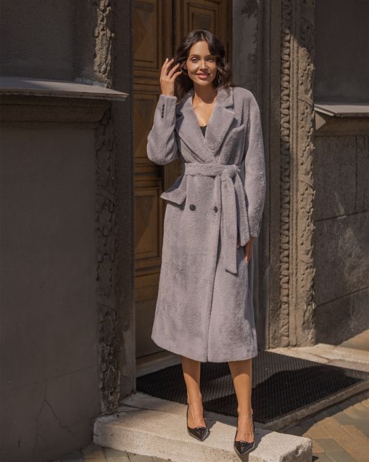 Пальто из шерсти в Ангоре, серый