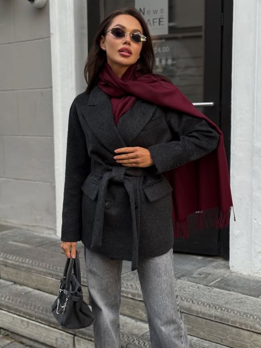 Полупальто из шерсти альпаки, графитовый