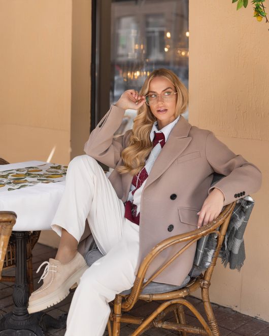 Полупальто из шерсти, пыльная роза