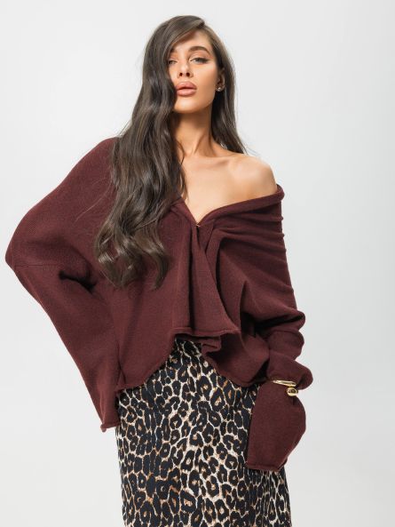 Кардиган с застёжкой, бордовый