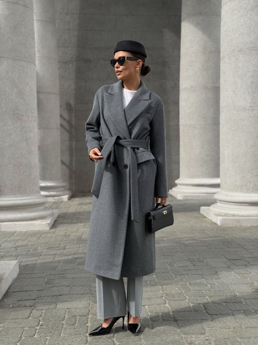 Пальто из шерсти, графитовый