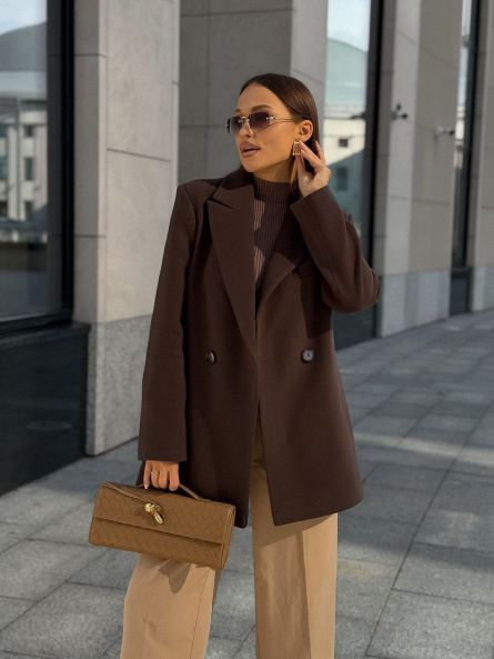 Полупальто из шерсти, шоколадный