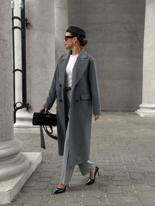 Пальто из шерсти, графитовый