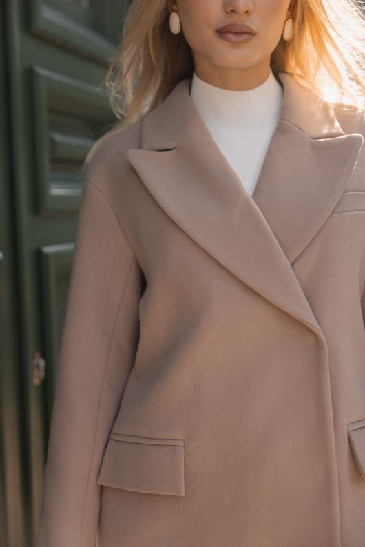 Пальто из шерсти, пыльная роза