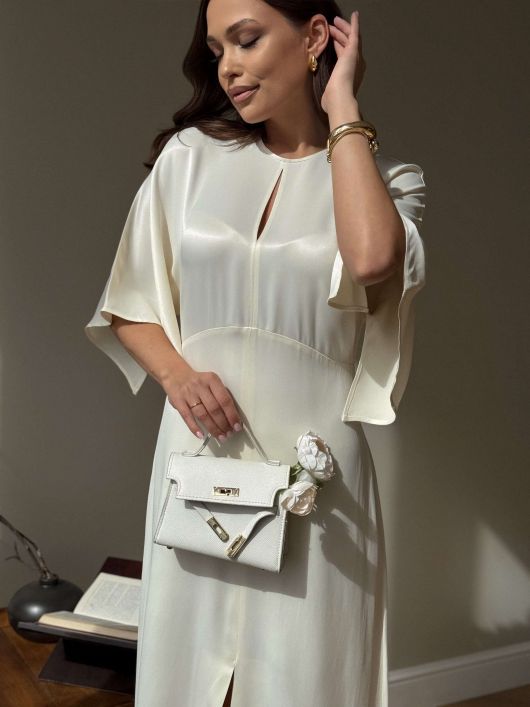 Платье в длине миди, кремовый