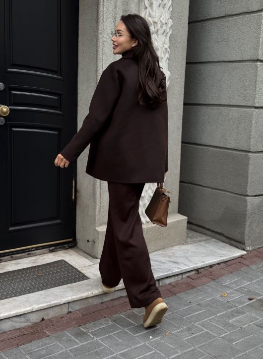 Полупальто из шерсти, горький шоколад