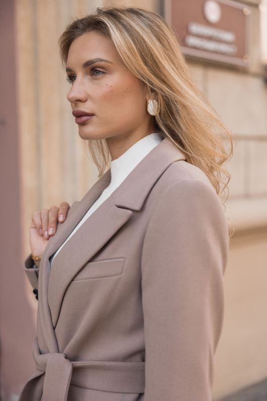 Пальто из шерсти, пыльная роза