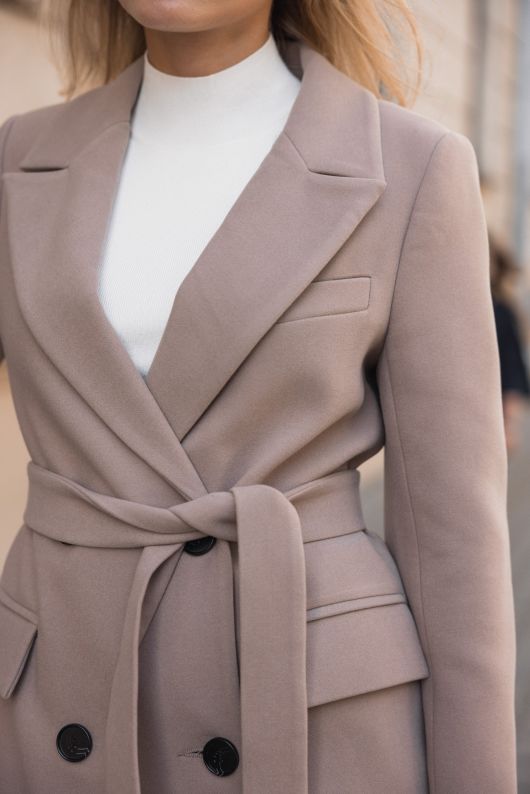 Пальто из шерсти, пыльная роза