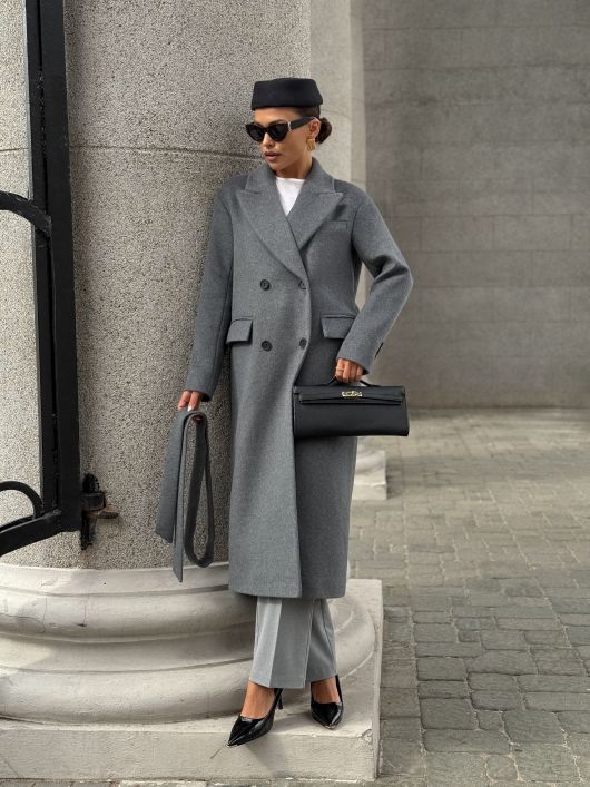 Пальто из шерсти, графитовый