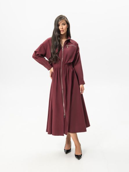 Платье в длине миди, бордовый