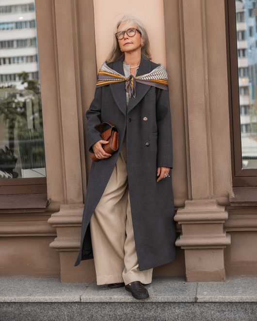 Пальто из шерсти в длине макси, графитовый