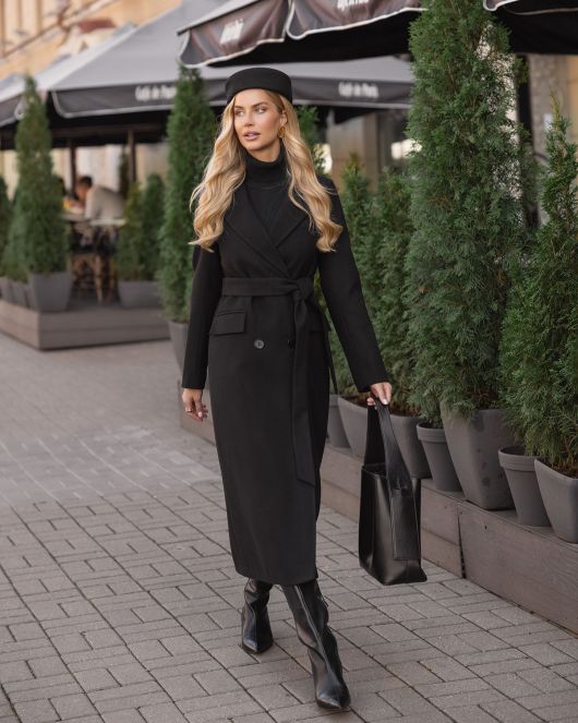 Пальто из шерсти, черный