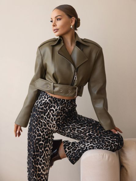 Куртка из экокожи, оливковый