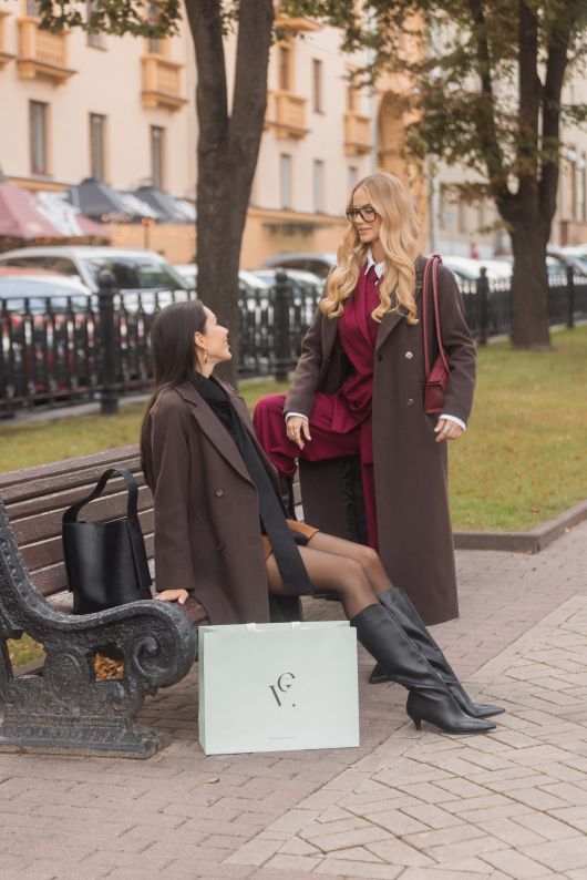 Пальто из шерсти в длине макси, шоколадный