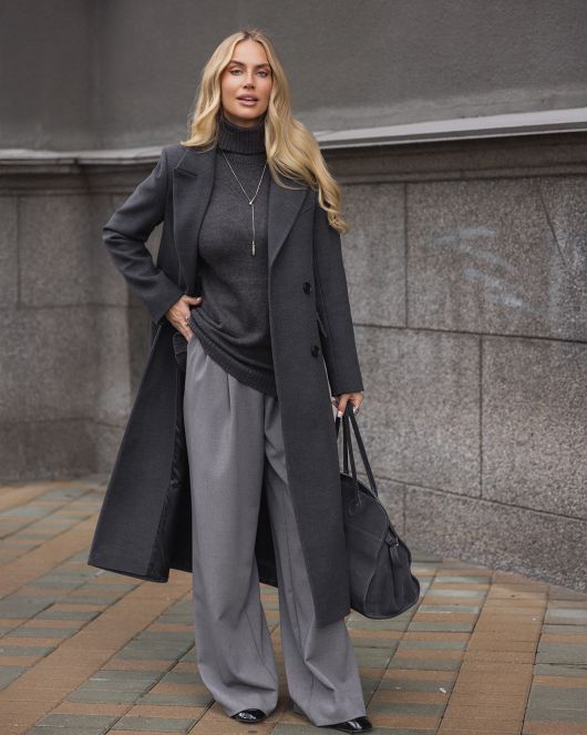 Пальто из шерсти, графитовый