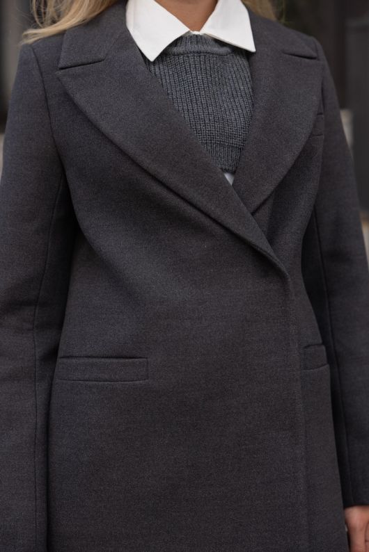 Пальто из шерсти в длине макси, графитовый