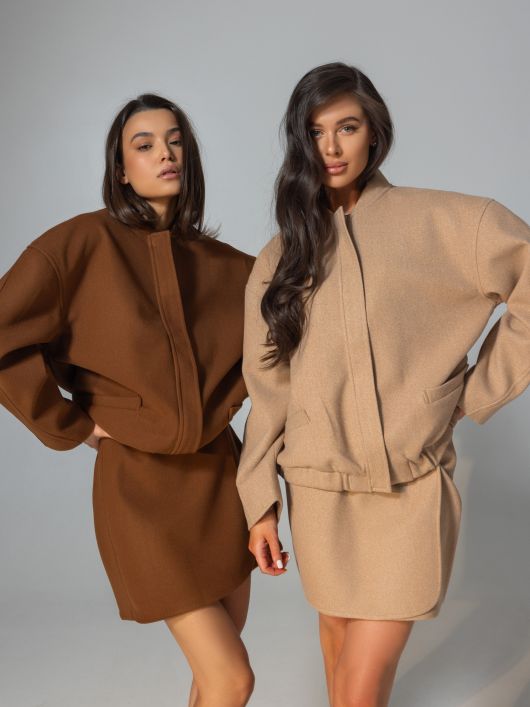 Юбка в длине мини, кемел