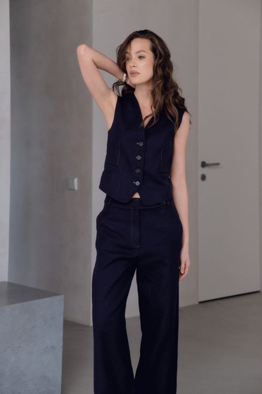 Брюки-палаццо, синий