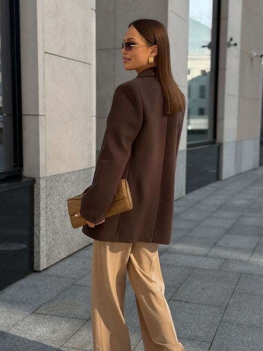 Полупальто из шерсти, шоколадный