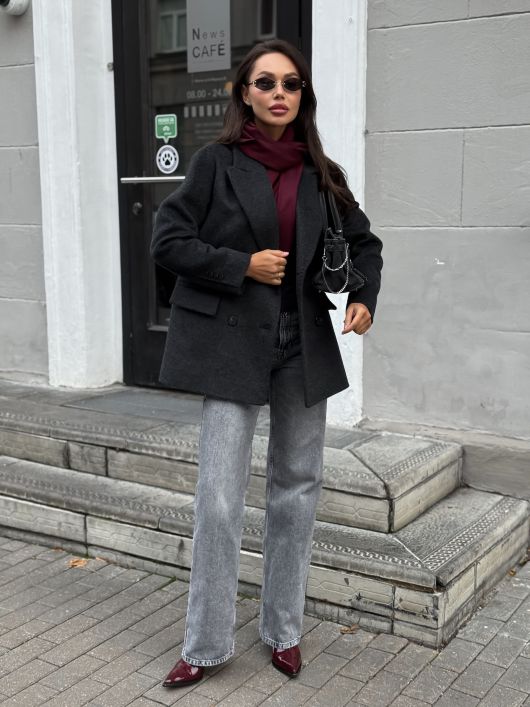 Полупальто из шерсти альпаки, графитовый