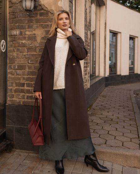 Пальто-халат, шоколадный