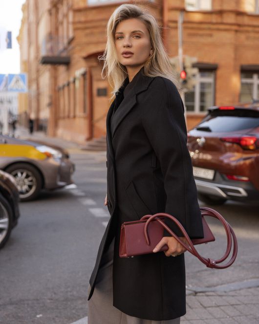 Пальто из шерсти, черный