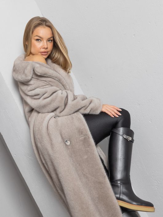 Шубка "волк" со шлицами, серый