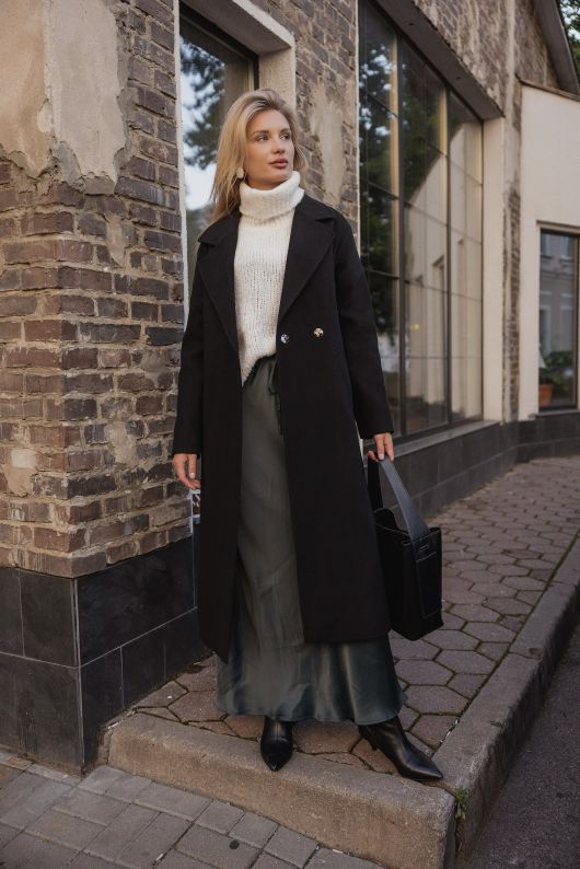 Пальто-халат, черный