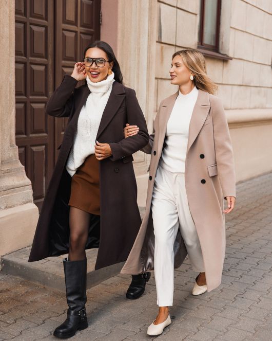 Пальто из шерсти, шоколадный